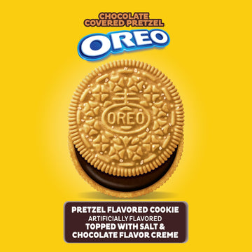 OREO Chocolate Covered Pretzel Sandwich Cookies, Limited Edition, 10.68 oz - Sweet and Salty Treats for Snack Lovers
