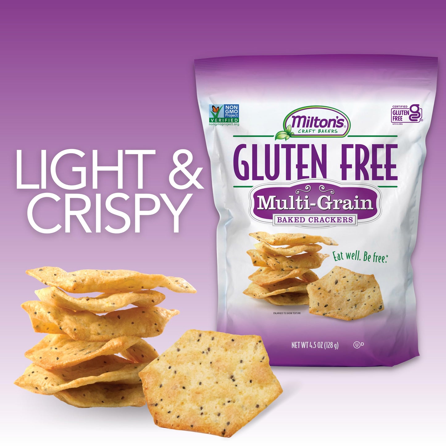 Milton'S Craft Bakers Gluten Free Multi-Grain Crackers - Baked Multigrain Crackers, Non-Gmo Project Verified, Kosher, Certified