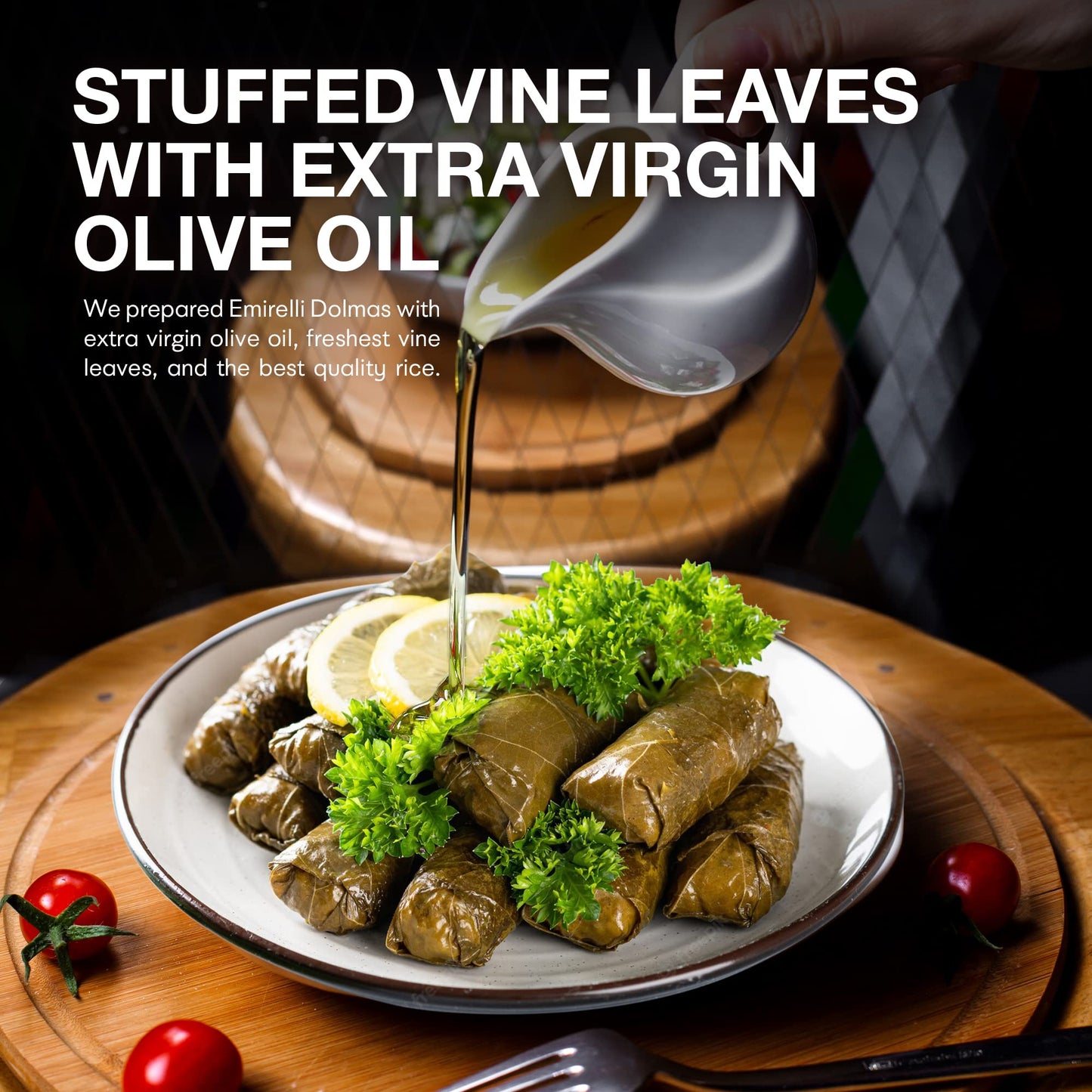 Emirelli Dolmas Stuffed G  Leaves, Vegan, Mediterranean Herbs, 14 oz (Pack of 2)