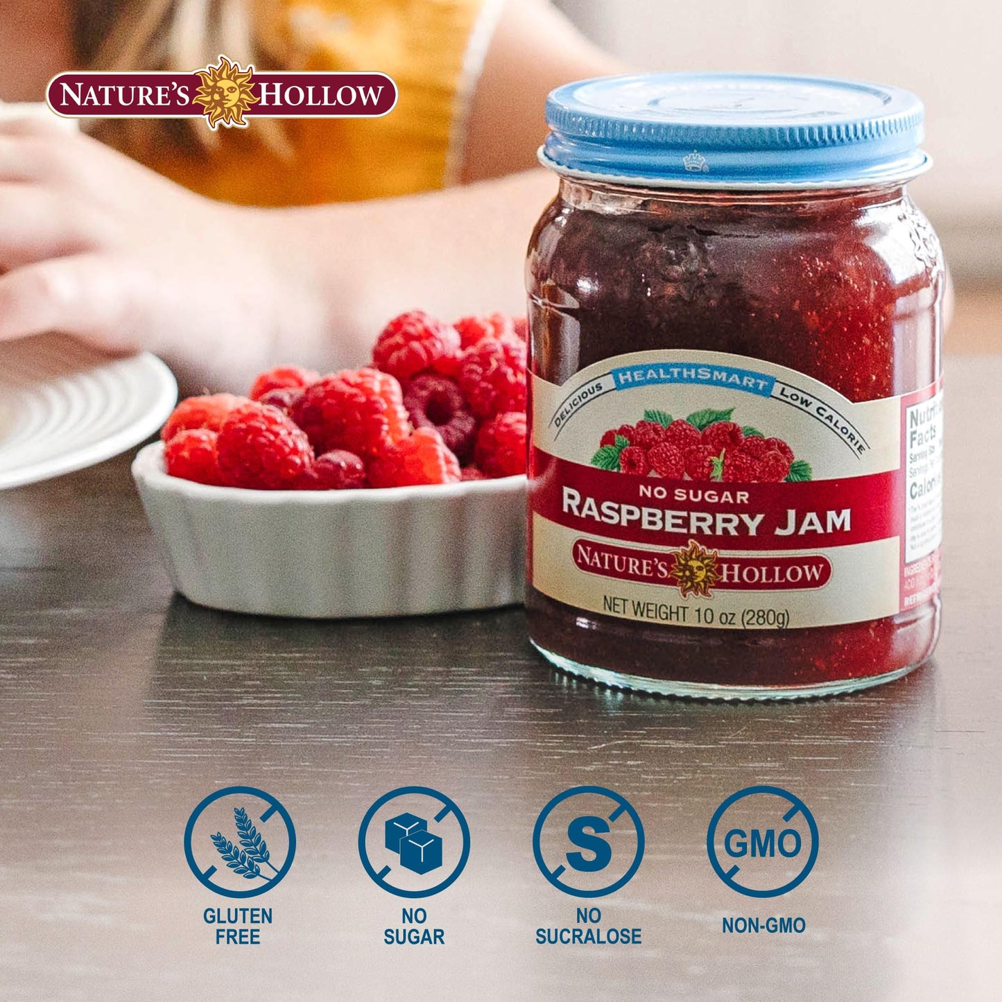 Nature'S Hollow Raspberry Jam: Sugar Free Jam And Preserves, Low Cal, Non Gmo, Keto Jam, Vegan, Gluten Free, And Diabetic Friend