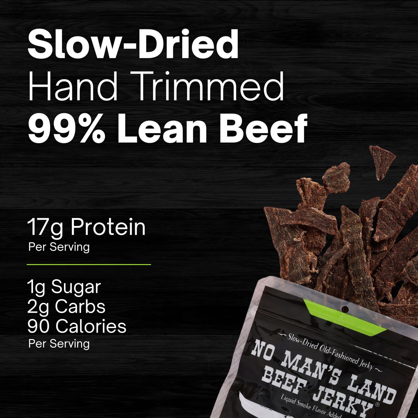 NO MANS LAND BEEF JERKY Fajita Lime High Protein Snack 16oz Gluten Free