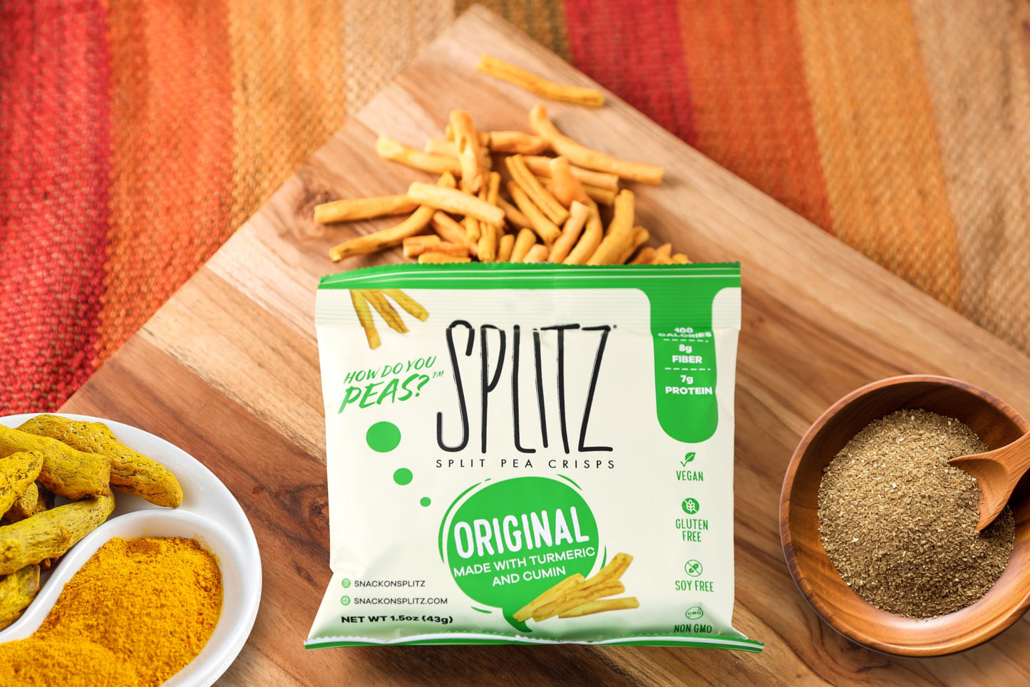 SPLITZ Split Pea Crisps (03 - Original (1.5oz) 16ct) Plant-Based, Organic, Non-GMO, Vegan, Gluten-Free, Superfoods, Healthy Snac