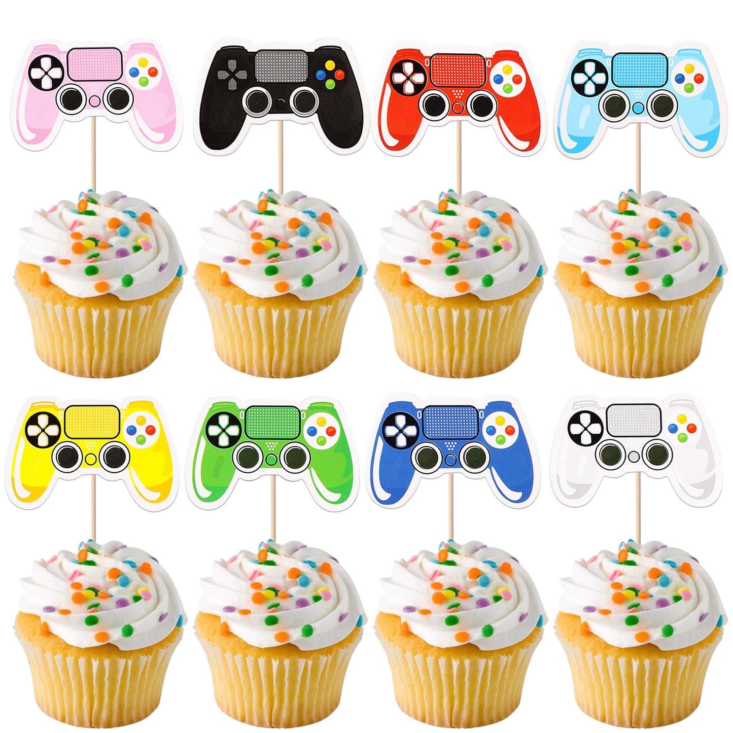 40 Pcs Video Game Controllers Cupcake Toppers Game On Controllers Cupcake Picks Gamepad Cupcake Decorations For Baby Shower Kids Boys Girls Gamer Birthday Anniversary Party Cake Decorations Supplies