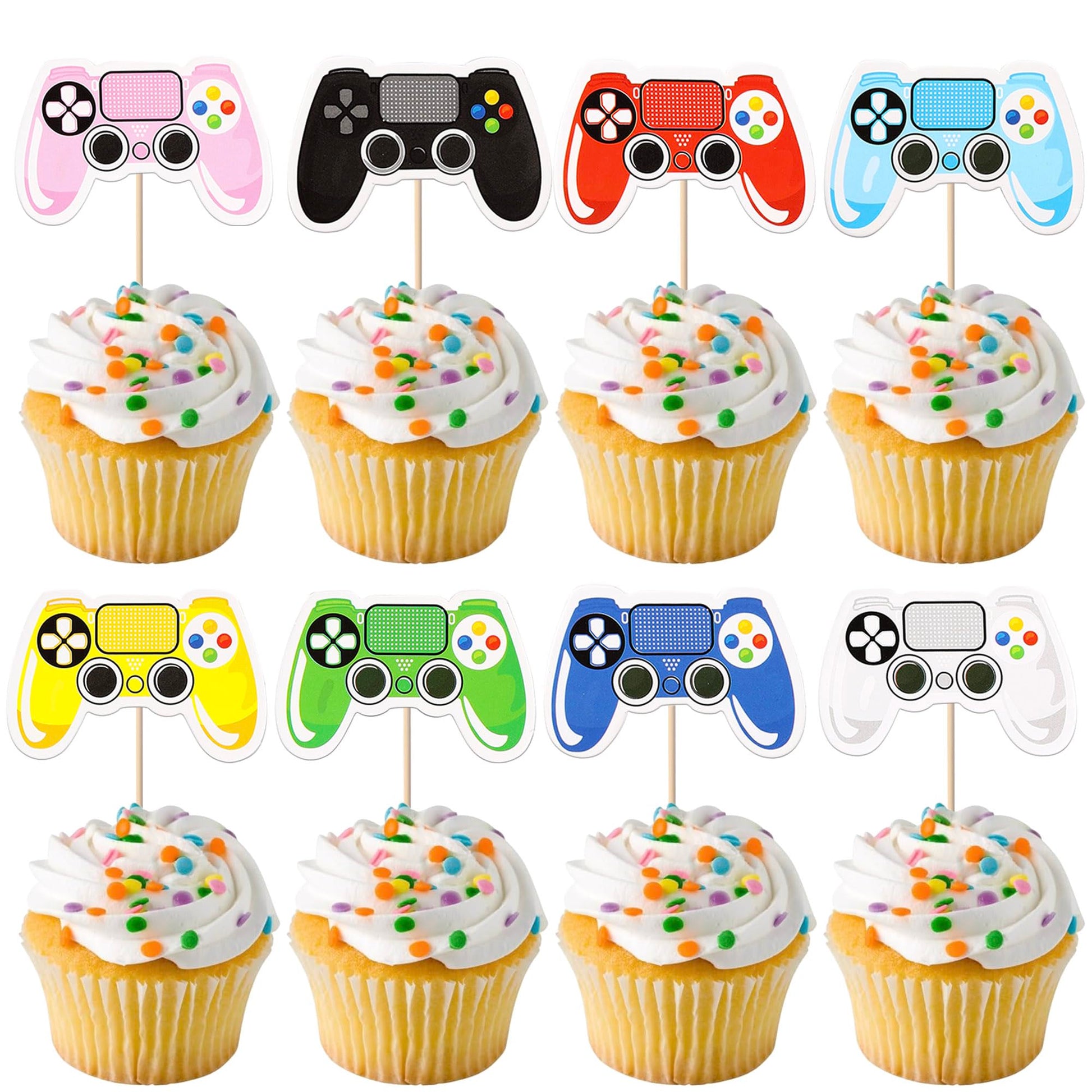 40 Pcs Video Game Controllers Cupcake Toppers Game On Controllers Cupcake Picks Gamepad Cupcake Decorations For Baby Shower Kids Boys Girls Gamer Birthday Anniversary Party Cake Decorations Supplies
