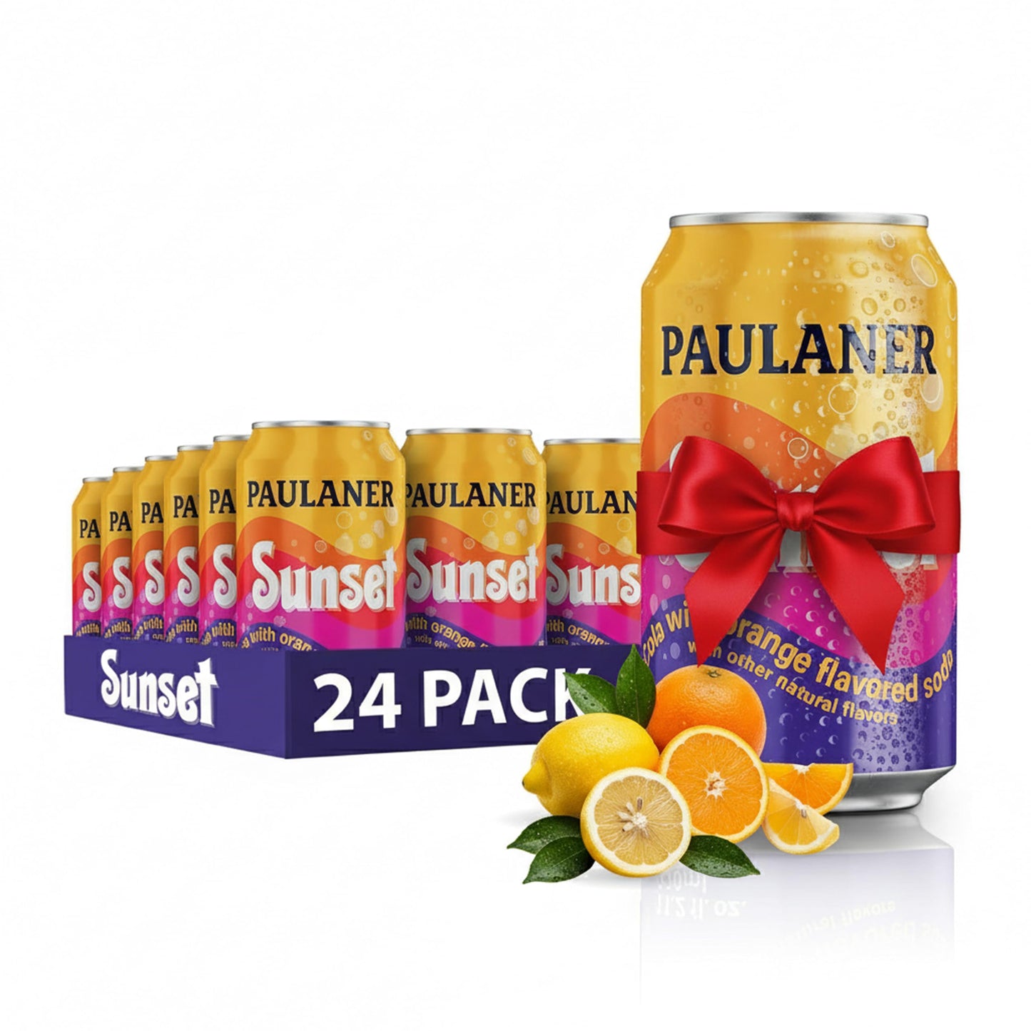 Paulaner Sunset Classic Orange Cola Soda Soft Drink | Fruity European Natural Sugar Spezi Soda Made in Germany | Vegan and Gluten-Free | 11.2 fl oz (330mL) Cans | 24-Pack Case of Soda