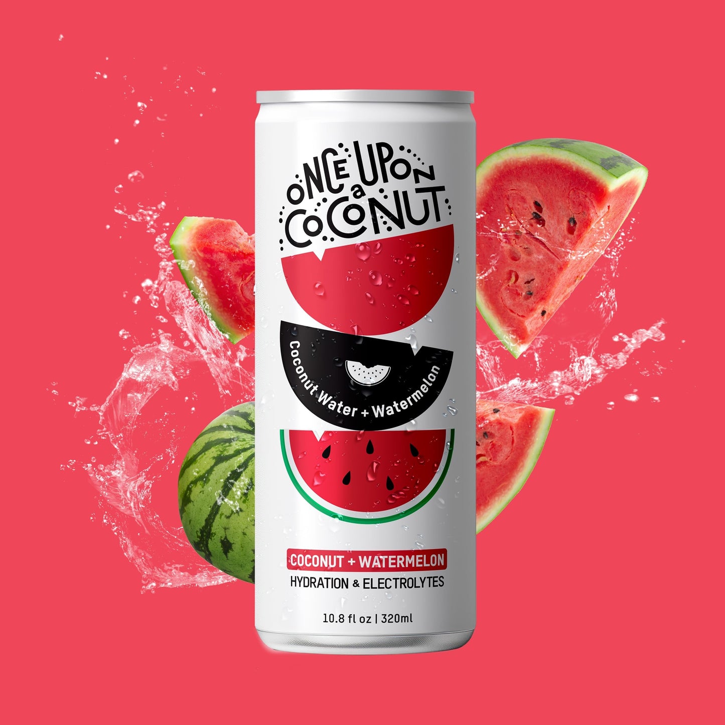 Once Upon a Coconut Watermelon Coconut Water - Natural Hydrating Low Calorie Drink with Electrolytes - 10.8 fl oz (Pack of 12)