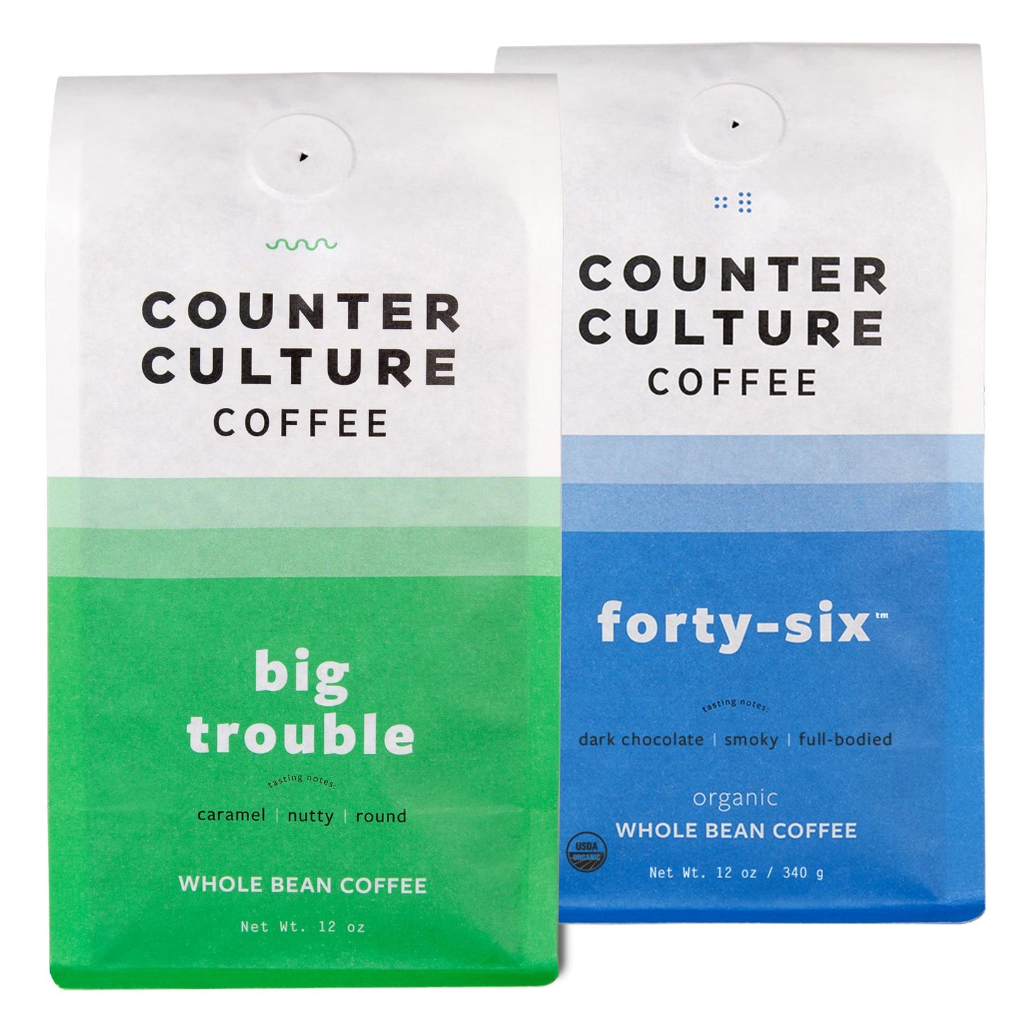 Counter Culture Coffee Whole Bean Coffee Multi-Pack - 12oz Bags (Big Trouble & Forty-Six) - Pack of 2