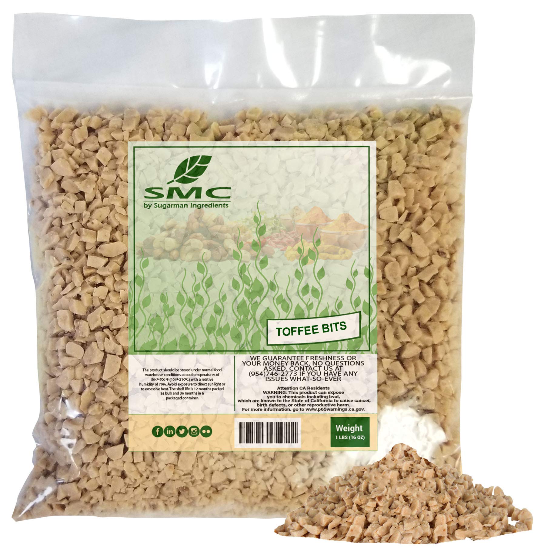 Toffee Bits Coarse Grinded 1 Pound Bulk Bag-Fresh