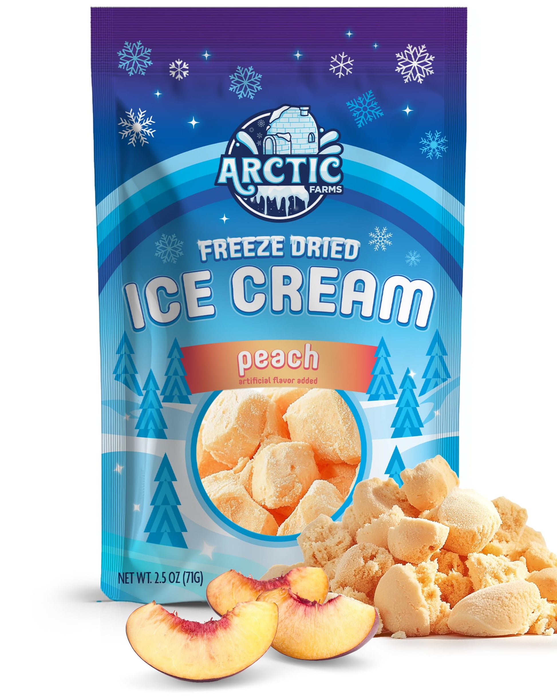 Arctic Farms Freeze Dried Ice Cream Bits Bagged and Boxed - Does Not Melt (Peach) (2.5oz)