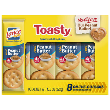 Lance Toasty Peanut Butter Sandwich Crackers 8 On The Go Packs (Pack Of 3)