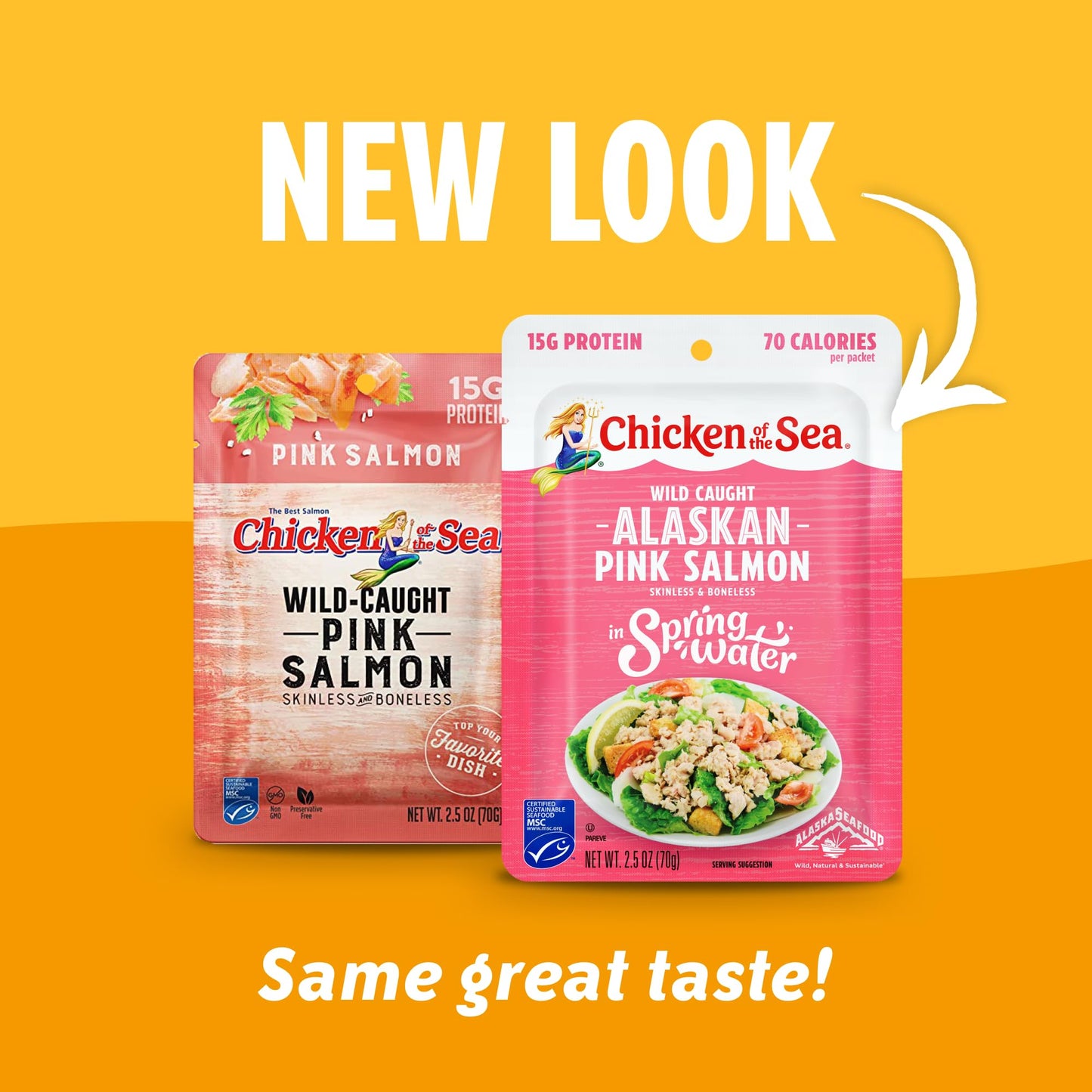Chicken of the Sea Alaskan Pink Salmon, 2.5 Ounce Packet (Pack of 1), Wild Caught Salmon, Skinless & Boneless