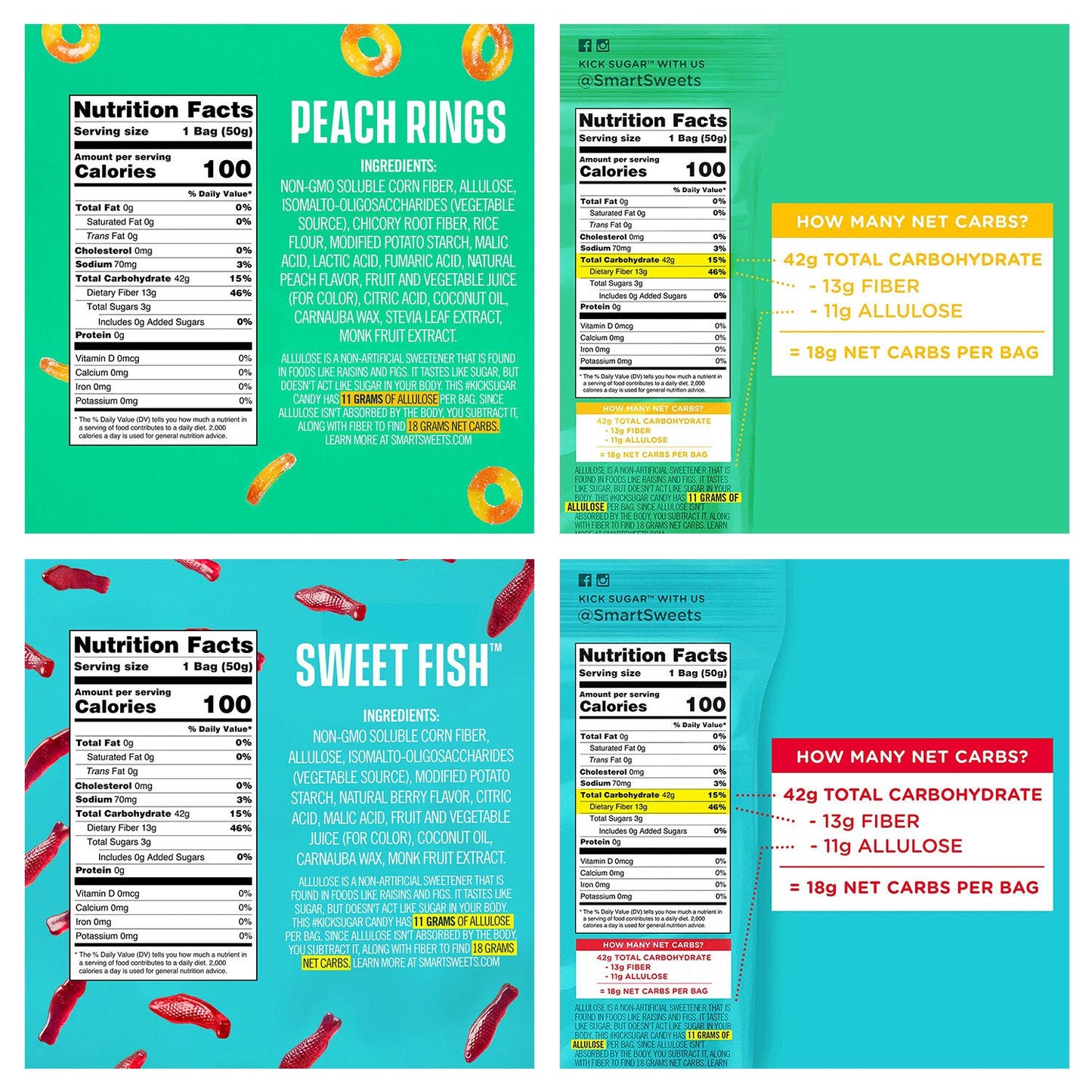 SmartSweets, Joyride Project 7 Low Sugar Candy Variety Box - Low Calorie, High Fiber, Low Carb Gummies and Lollipops