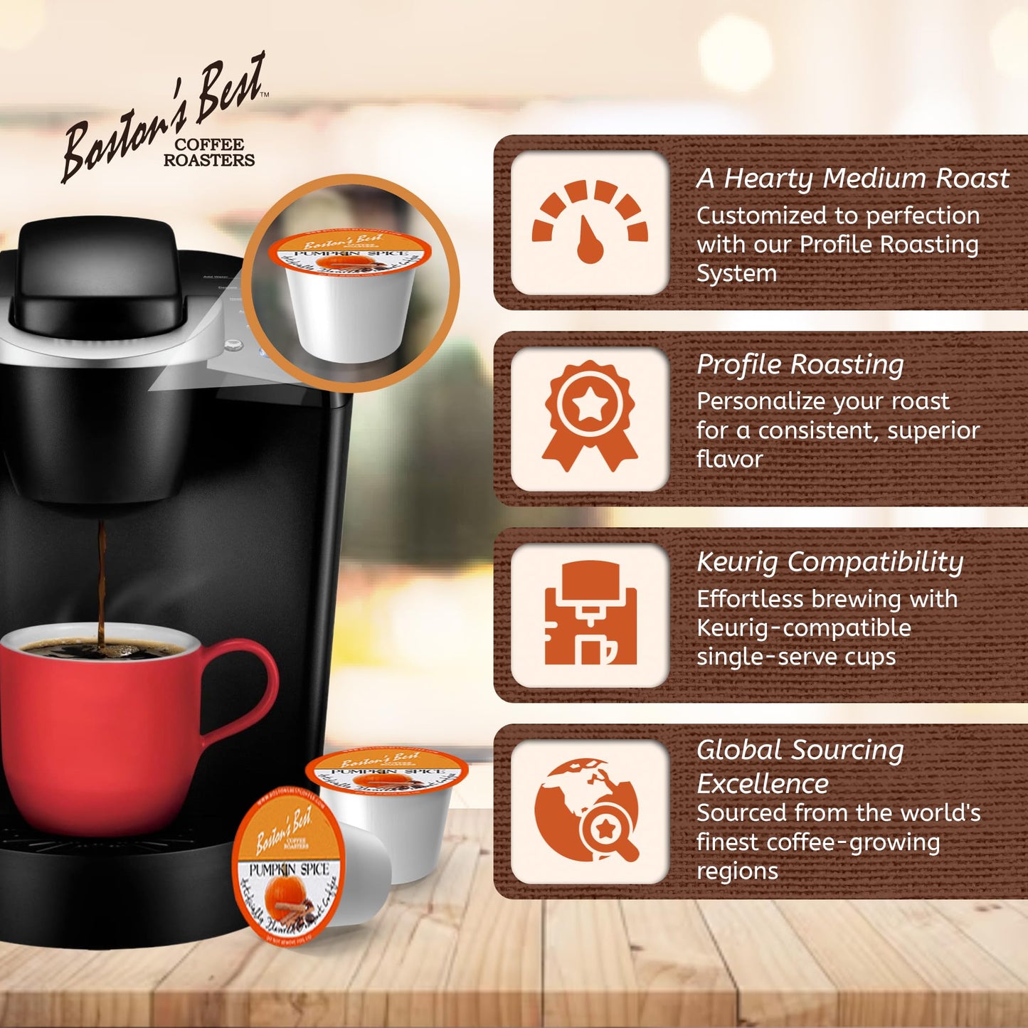 Bostons Best Single Serve Coffee, Pumpkin Spice,12.6 oz, 42 Count