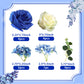DRWATE Flower Cake Toppers - Artificial Blue Rose & Eucalyptus Decor for Birthdays, Weddings, Baby Showers - Boho Party Supplies