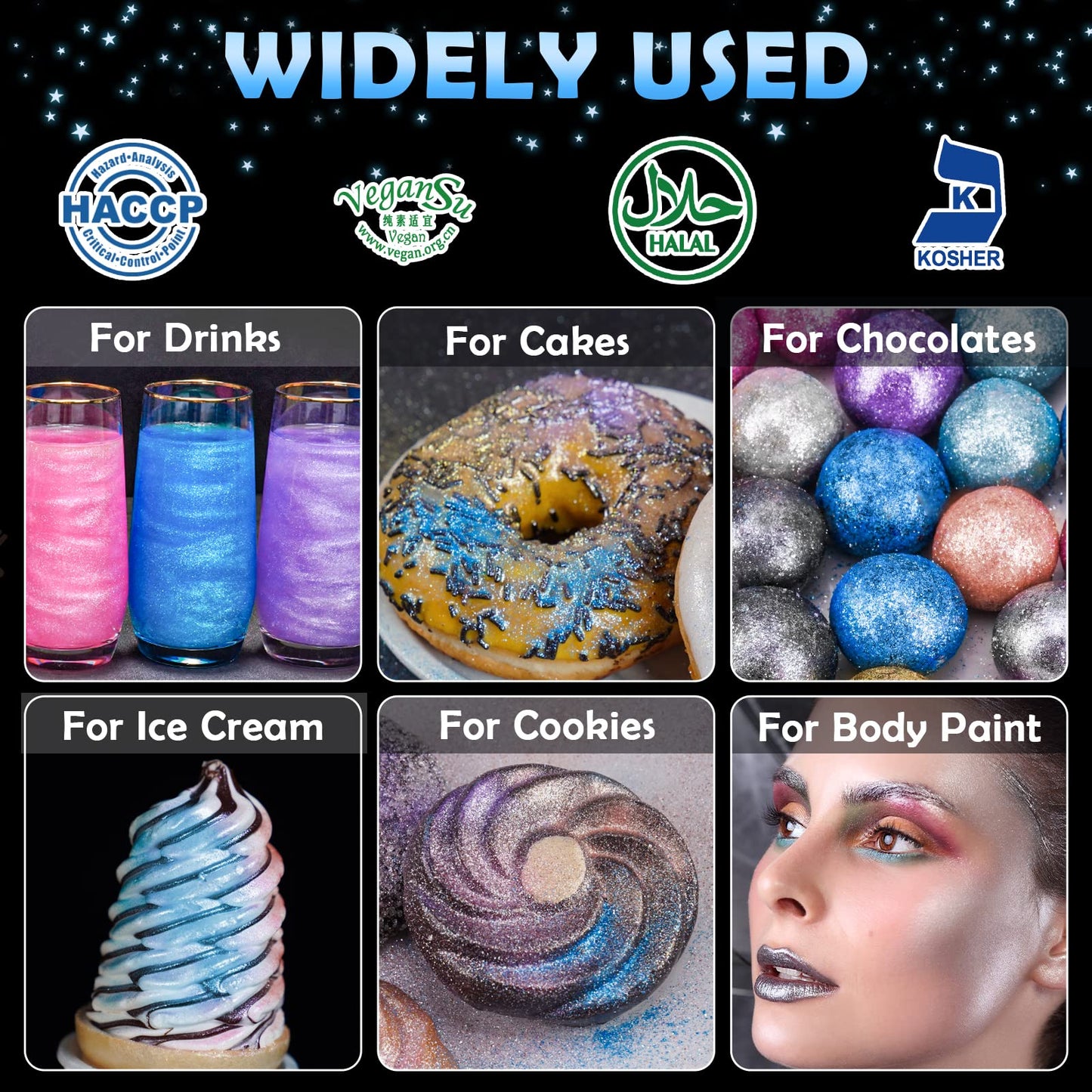 NiHome Edible Food-Grade Glimmer Powder Glitter Luster Dust Metallic Food Decorating Sprinkle Glimmery Dust for Drink Wine Beverage Cake Candy Dessert Bakery Restaurant Vegan (0.18oz/5g  Blue)