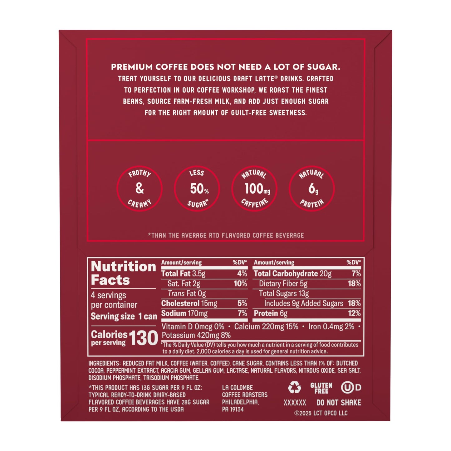 La Colombe Peppermint Mocha Draft Latte - 9 Fluid Ounce  4 Count - Cold-Pressed Espresso And Frothed Milk + Peppermint And Dark Chocolate - Made With Real Ingredients - Grab And Go Coffee