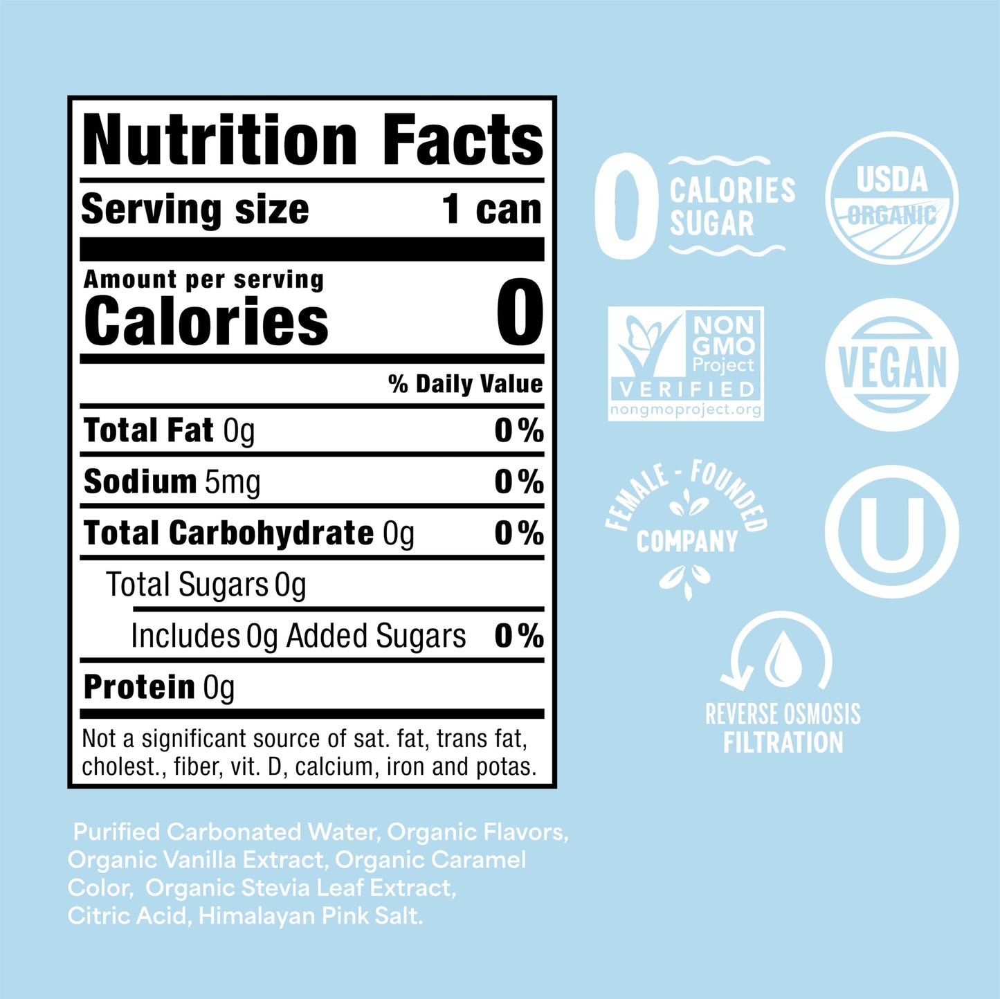 Nixie Organic Zero Sugar Cream Soda, 0 Calories, Non-GMO, Caffeine Free, 12oz Cans (12 Pack)