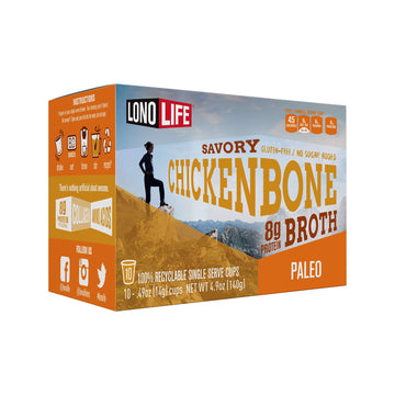 Lonolife Chicken Bone Broth Powder Mix | 10G Protein | Collagen-Rich, Keto & Paleo Friendly | Natural Ingredients | 10 Single-Se