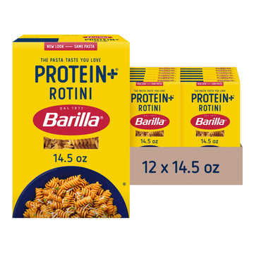 Barilla Protein+ (Plus) Rotini Pasta, 14.5 Ounce (Pack Of 12) - Plant Based Pasta - Made From Lentils, Chickpeas & Peas - Non-Gmo, Kosher Certified And Vegan