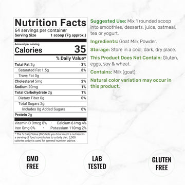 Goat Milk Powder  1lb - Natural Grass Fed Source from Australia - Farm Direct - Easy to Digest - Powdered Goat Milk Formula for Drinks  Baking & Cooking - Non-GMO  Filler Free  Pet Friendly