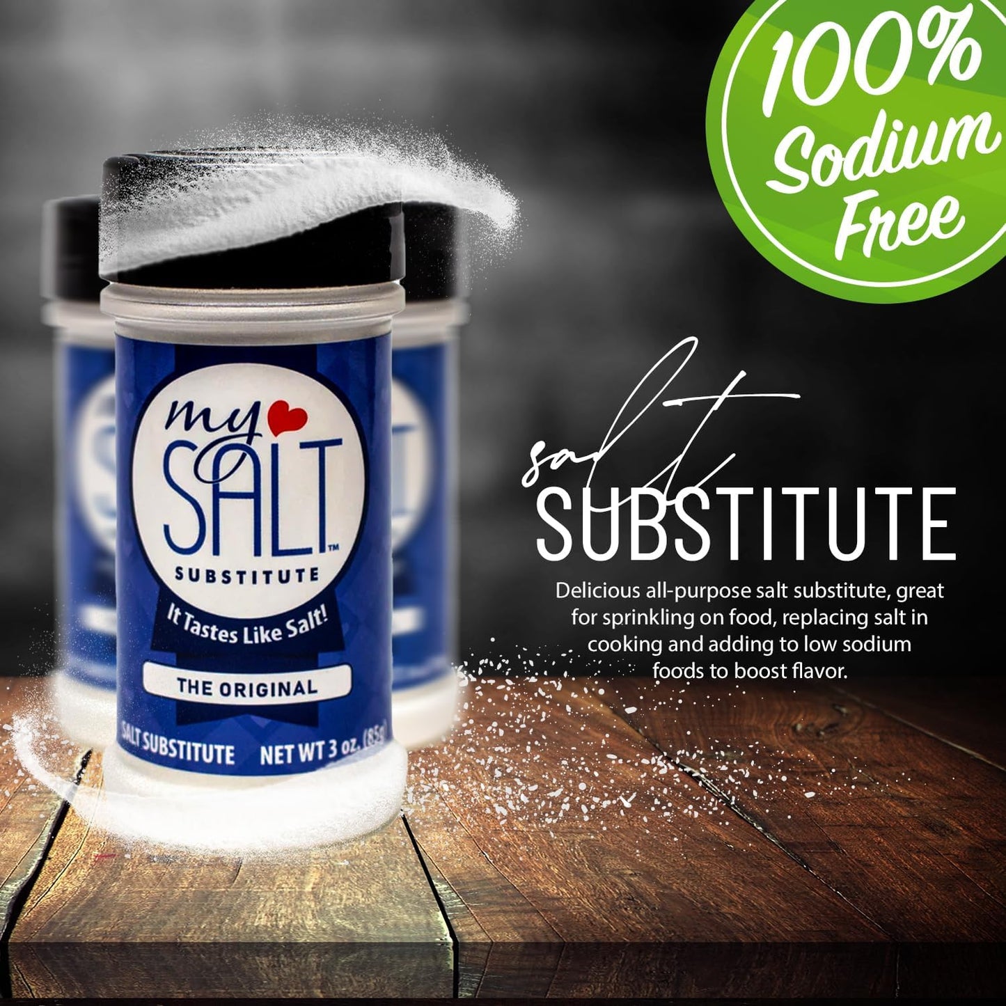 3 Pack - Mysalt Sodium-Free Salt Substitute Variety Pack - 3 Shaker Bundle: Original, Butter, Garlic - 0Mg Sodium - Clean Label
