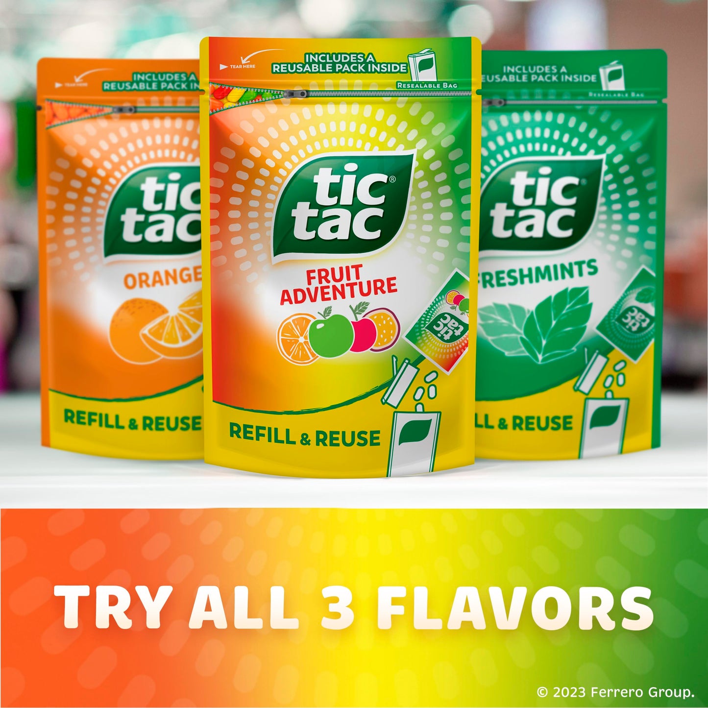 Tic Tac Fruit Adventure Mints, Resealable Refill Bag, On-the-Go Refreshment, 17.2 oz