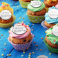 Blulu Acrylic Cake Toppers - 20 Pieces Round Engraved Disc for Cupcake Decoration, Silver