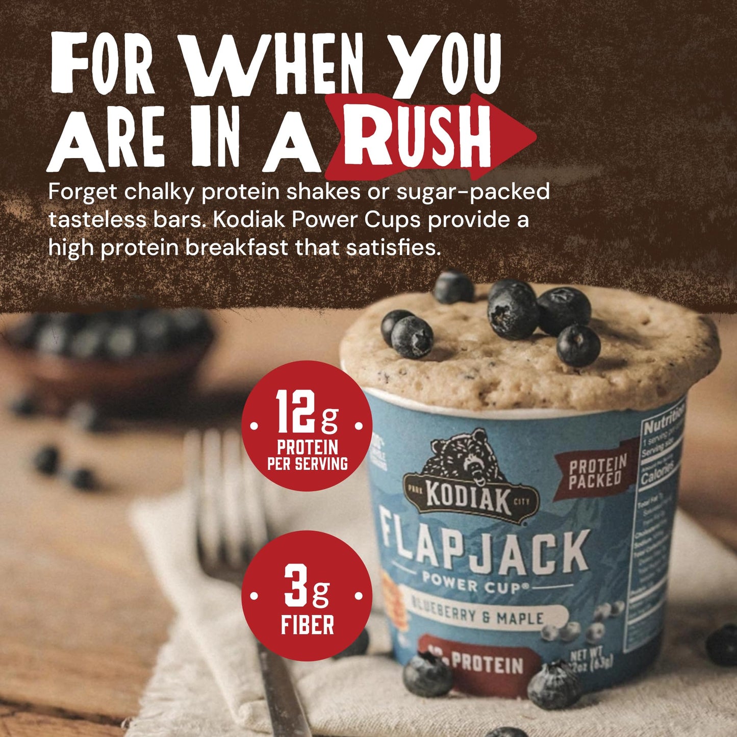 Kodiak Cakes Pancake On the Go, Blueberry & Maple, 2.16 Ounce, Pack of 12, Model 10705599011945