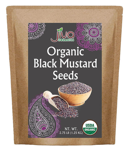 Jiva Organic Black Mustard Seeds Whole 2.75 Pound Bulk Bag - Non-GMO Keto Friendly, Non-Irradiated