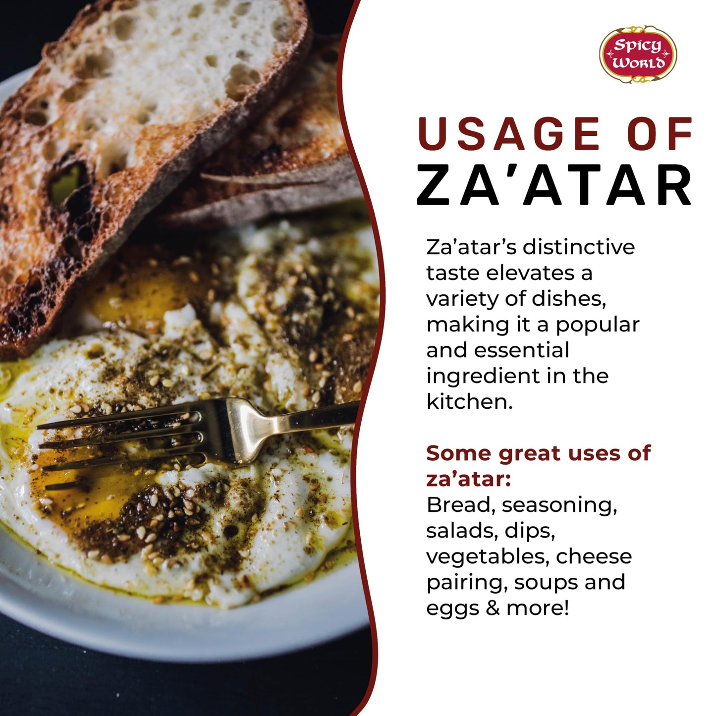 Spicy World Zaatar 7 Ounce LARgE Bag  Traditional Middle Eastern Zatar Spice Blend with Thyme & Sumac  Zaatar Seasoning