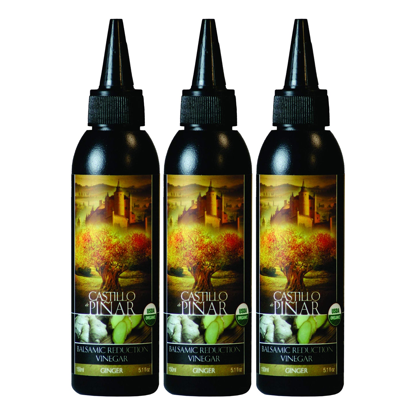 Castillo de Pinar 3-Pack Ginger Balsamic Reduced Vinegar, 150ml Non GMO