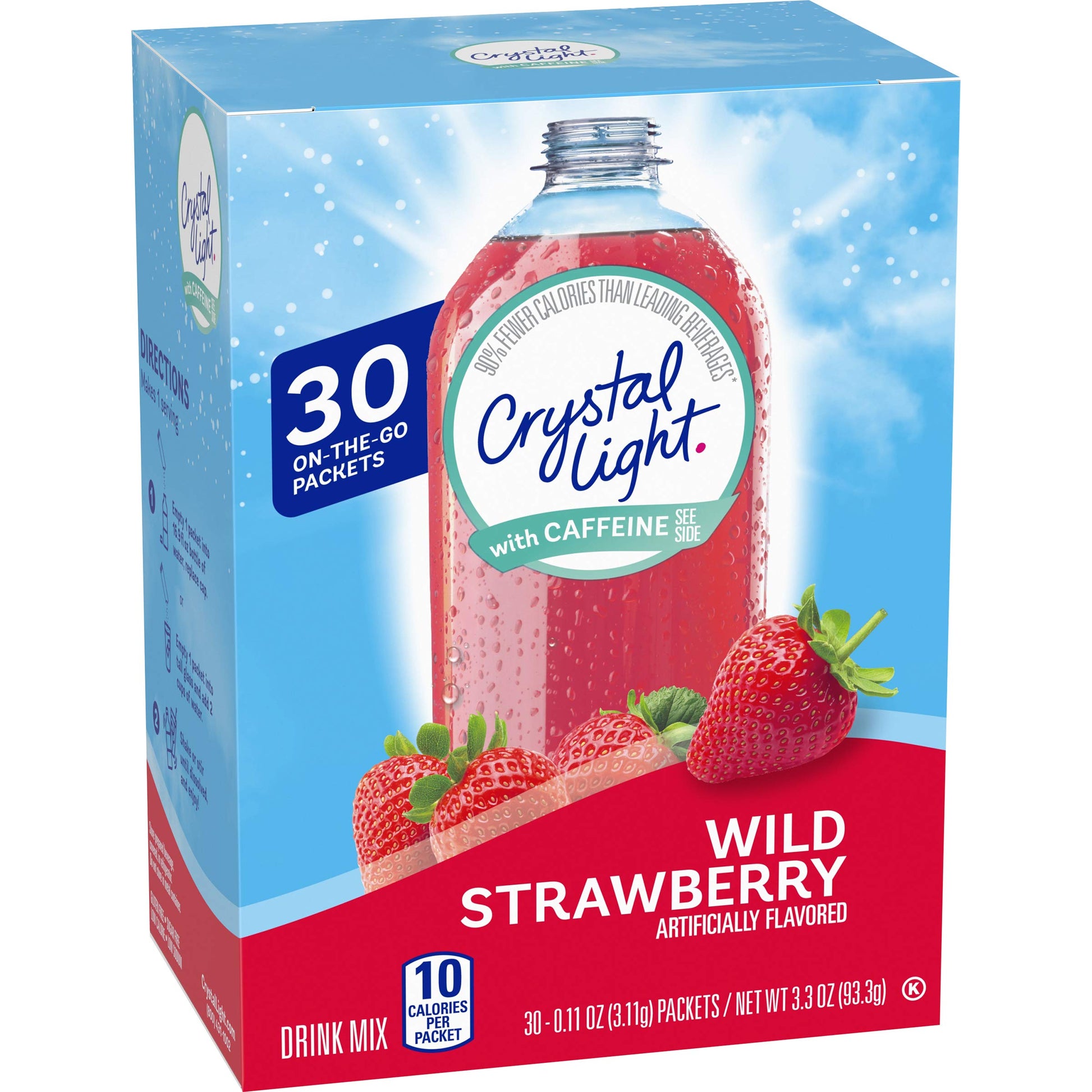 Crystal Light Wild Strawberry Drink Mix, 30 Packets, 3.3 Oz, Sugar-Free