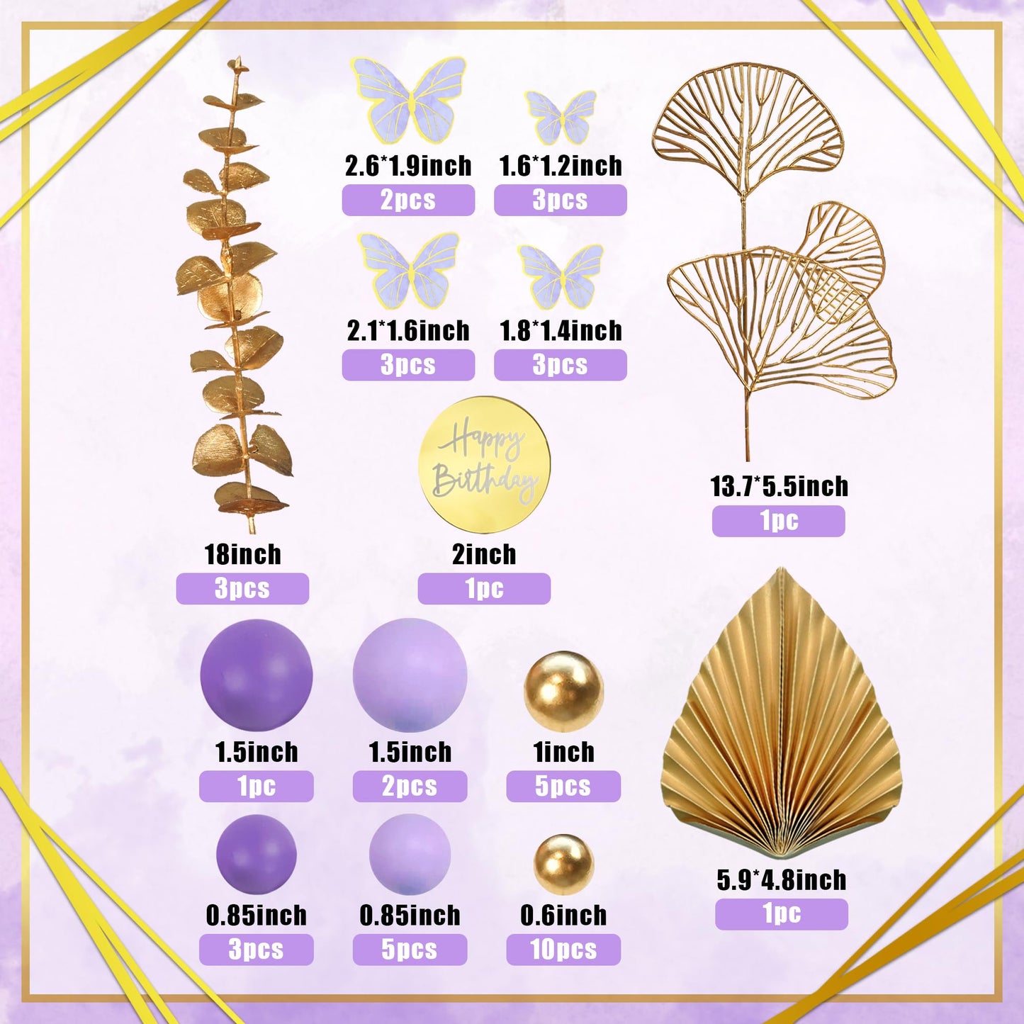 Boho Cake Topper Happy Birthday Cake Decorations With Balls Butterflies Eucalyptus For Wedding Baby Shower Boys Girls Birthday T