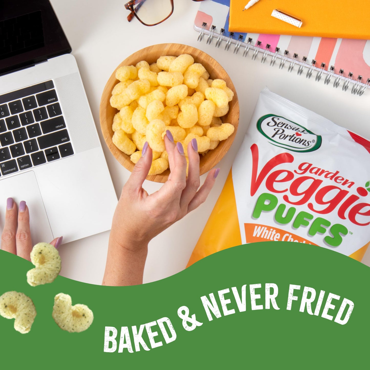 Sensible Portions Veggie Puffs, White Cheddar Flavor, Gluten-Free Chips, 3.75 Ounce Bag, 6-Pack