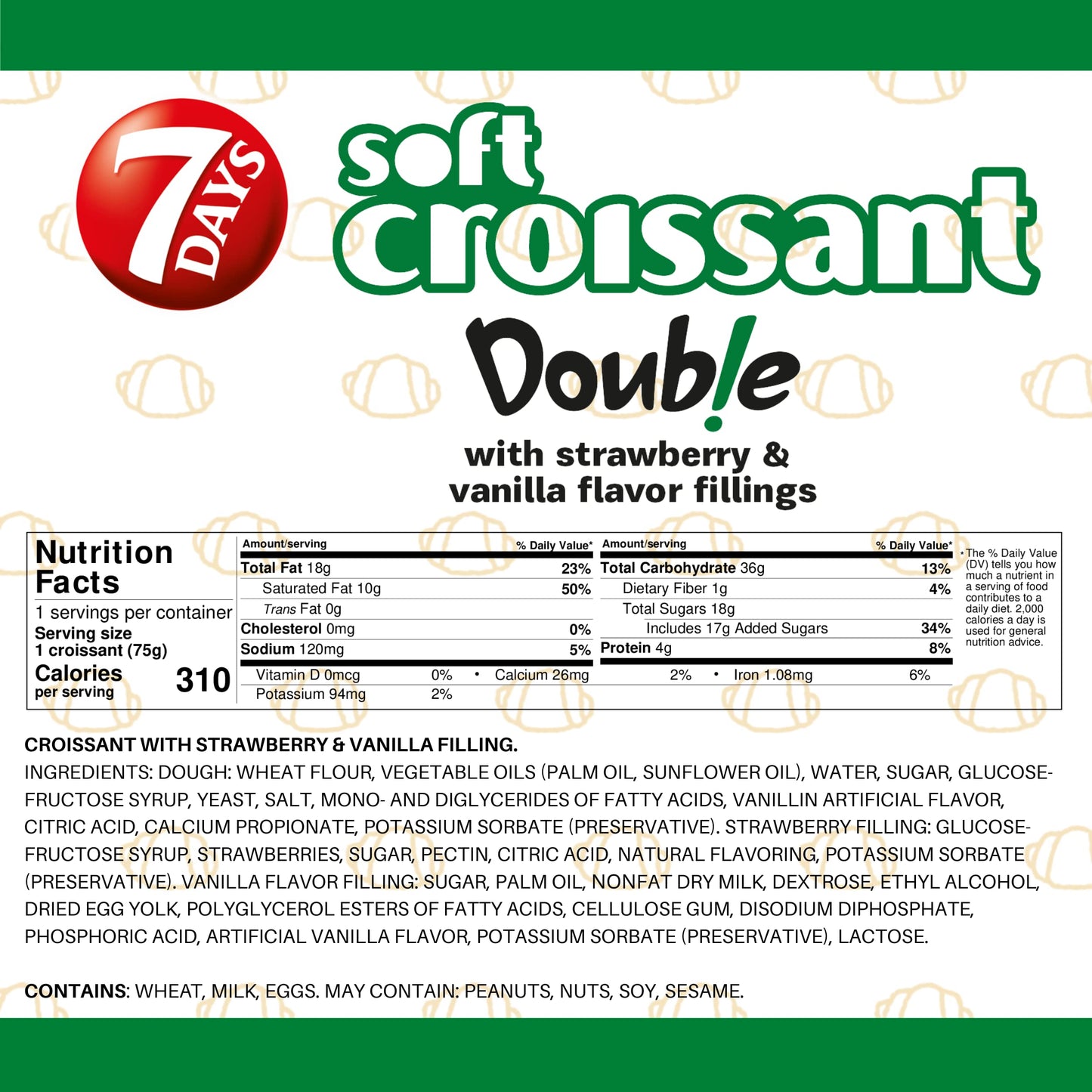 7Days Soft Croissant, Strawberry Vanilla Filling, Perfect Breakfast Pastry Or Snack, Non-Gmo (Pack Of 24)