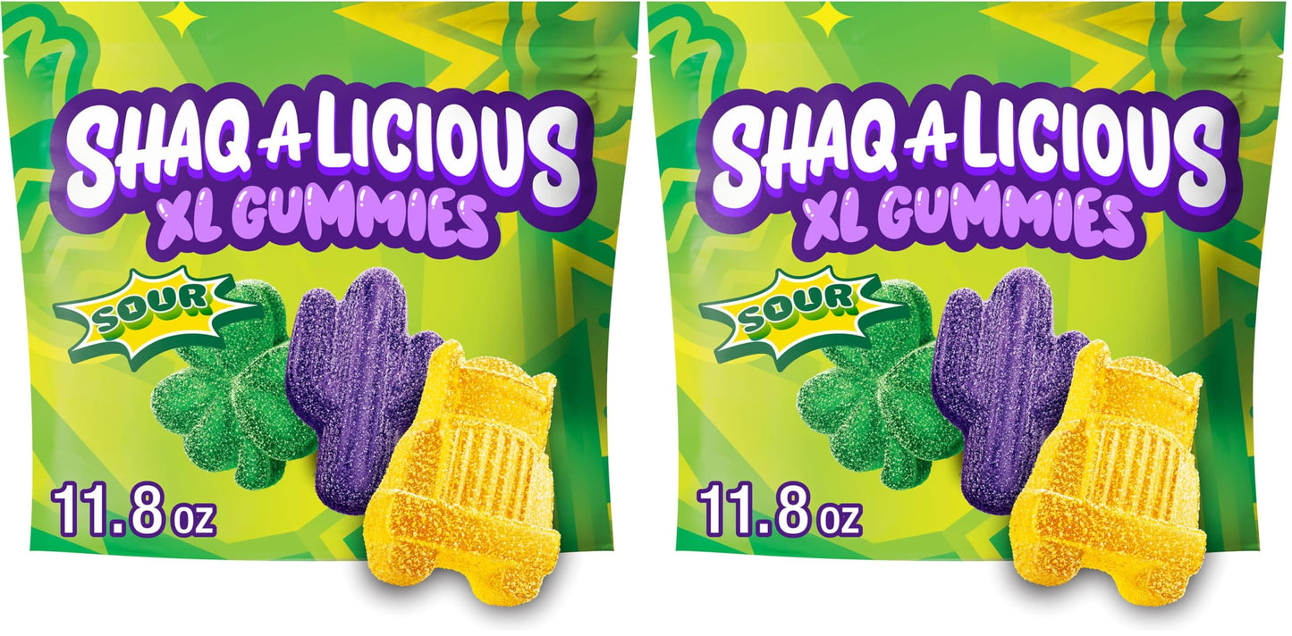 SHAQ-A-LICIOUS XL GUMMIES Sour Chewy, Candy Bag, 11.8 oz (Pack of 2)