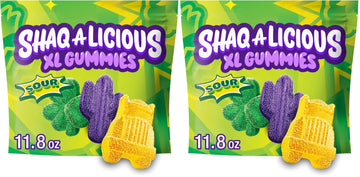 SHAQ-A-LICIOUS XL GUMMIES Sour Chewy, Candy Bag, 11.8 oz (Pack of 2)