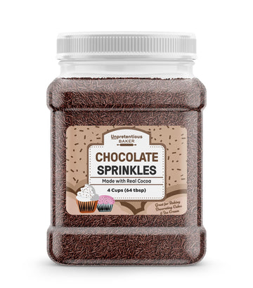Unpretentious Chocolate Sprinkles, 4 Cups, Made With Real Cocoa, Decorative Dessert Topping