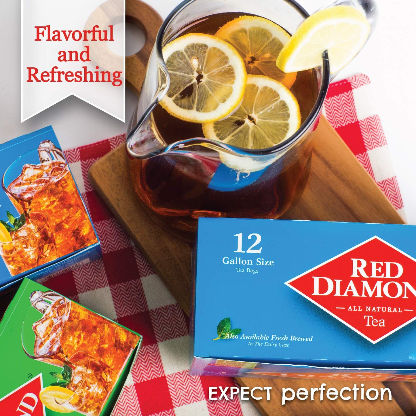 RED DIAMOND Iced Tea Bags - Family Size, Premium Blend, 24 Quart Bags (6 Pack) - Delicious Freshly Brewed Taste, 144 Count