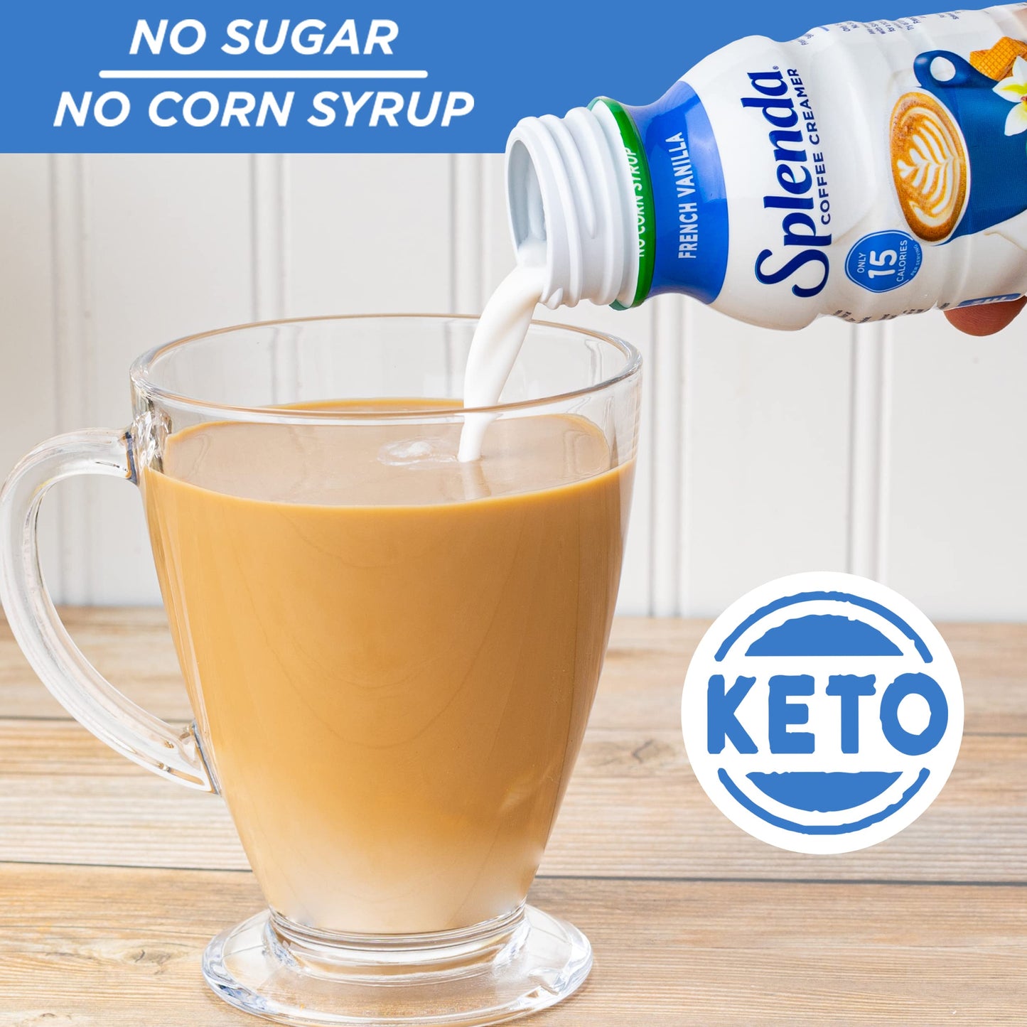 SPLENDA Sugar Free, Low Calorie French Vanilla Coffee Creamer, 8 Fl Ounces Bottle (Pack of 6)