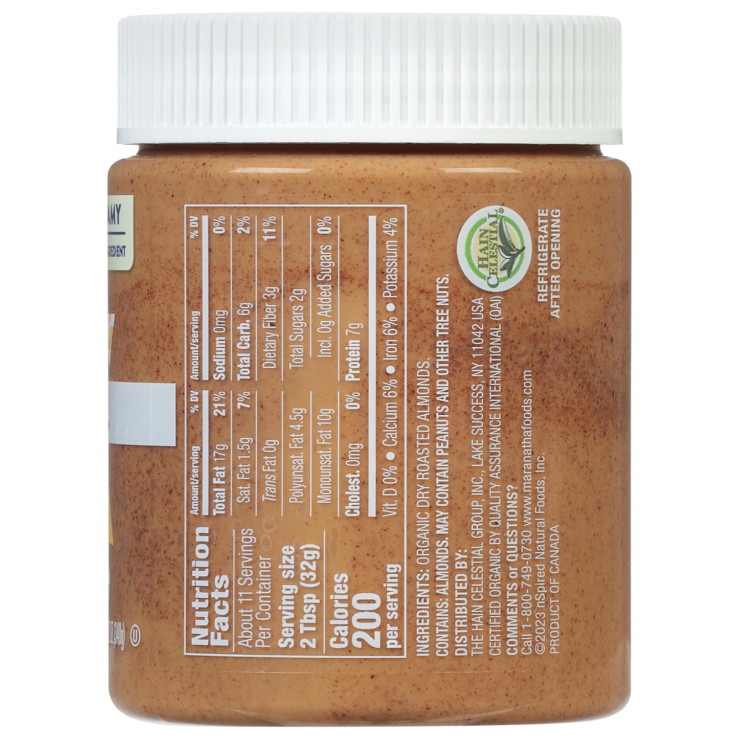 Maranatha Organic Creamy Roasted Almond Butter, 12 Ounce Jar