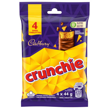 Cadbury Crunchie Chocolate Candy Bars, 4 Count, Imported from Canada