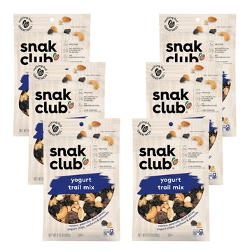 Snak Club Yogurt Trail Mix, Gluten-Free Snack, 6.75 oz Resealable Bags, 6 Pack