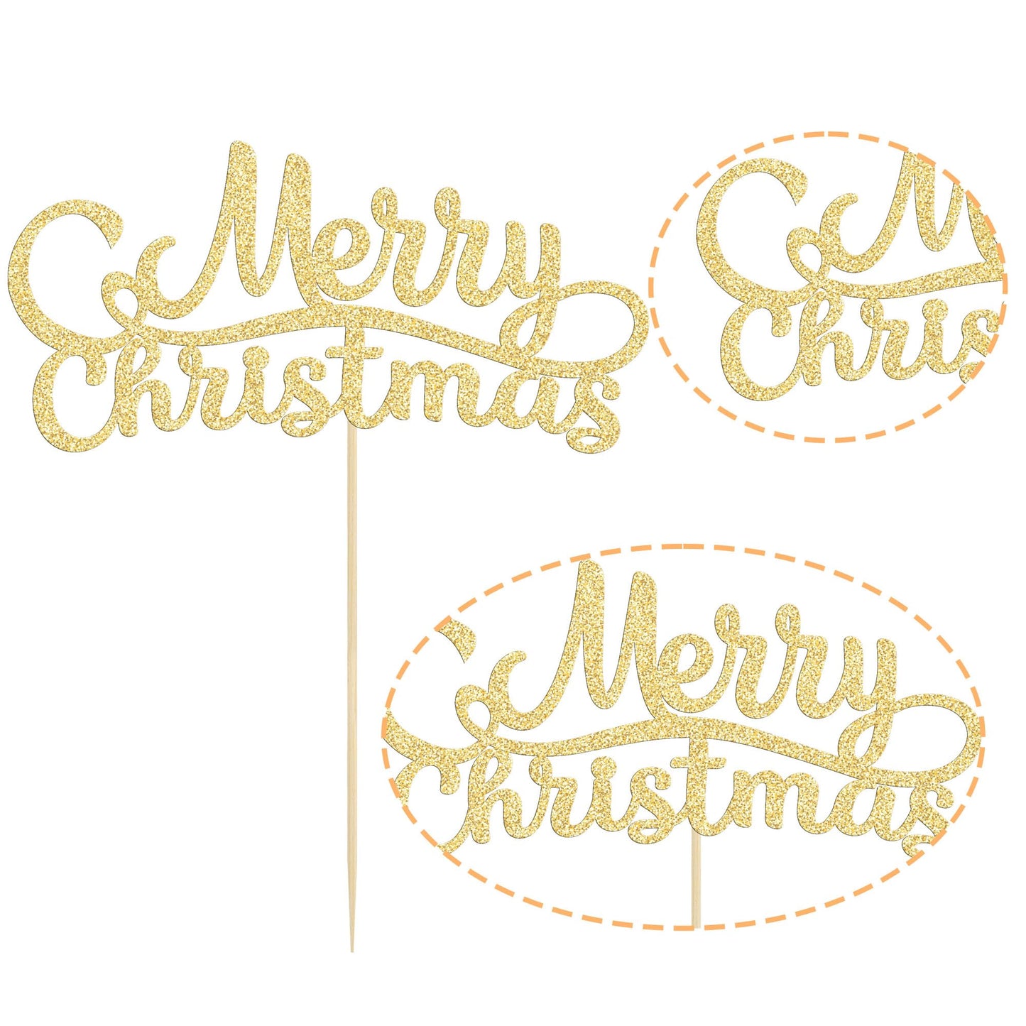 Gyufise 1 Pack Merry Christmas Cupcake Toppers Gold Holiday Xmas Cake Picks Decorations For Christmas Party Supplies Happy New Y