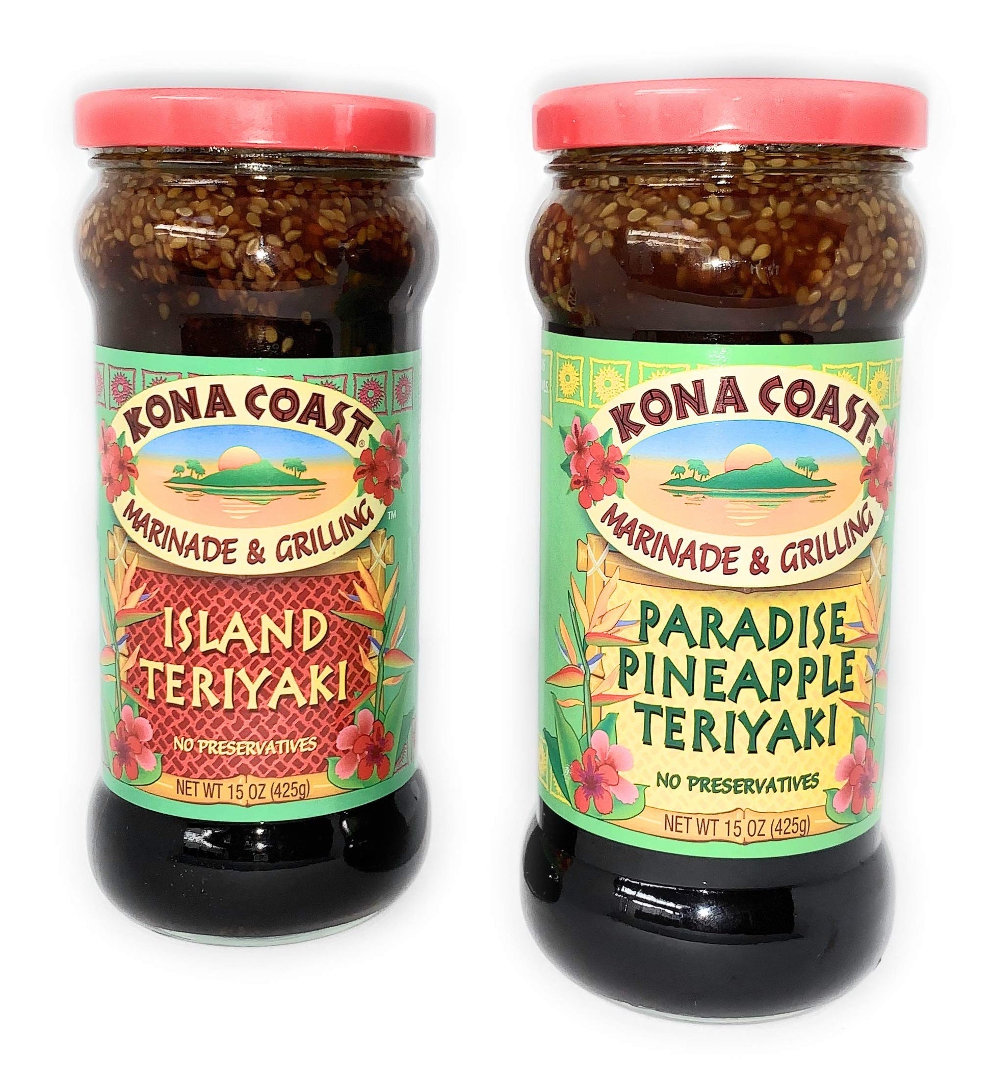 Island Paridise Teriyaki Marinade! Two Pack of Kona Coast Marinade Grilling, One Paradise Pineapple Teriyaki! One Island Teriyak
