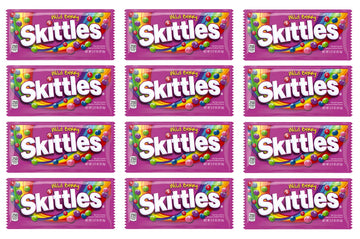 Skittles - Original, Wild Berry, Tropical, Smoothies, Sour, Brightside, All Lime - Full Size, Bite Size Candy, Individual Packs - Great For Holidays, Parties, Gifts & More ! (Wild Berry - 2.17 Ounce, 12 Count)