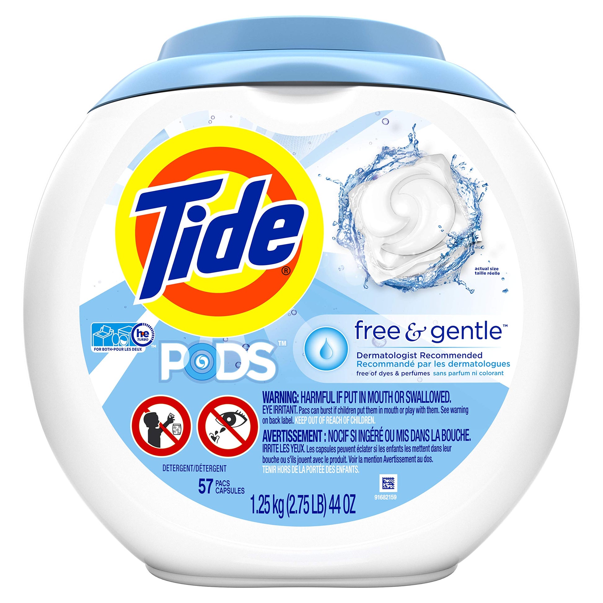 Tide Pods Free  Gentle, Liquid Laundry Detergent Pacs, 57 Count (Packaging May Vary)