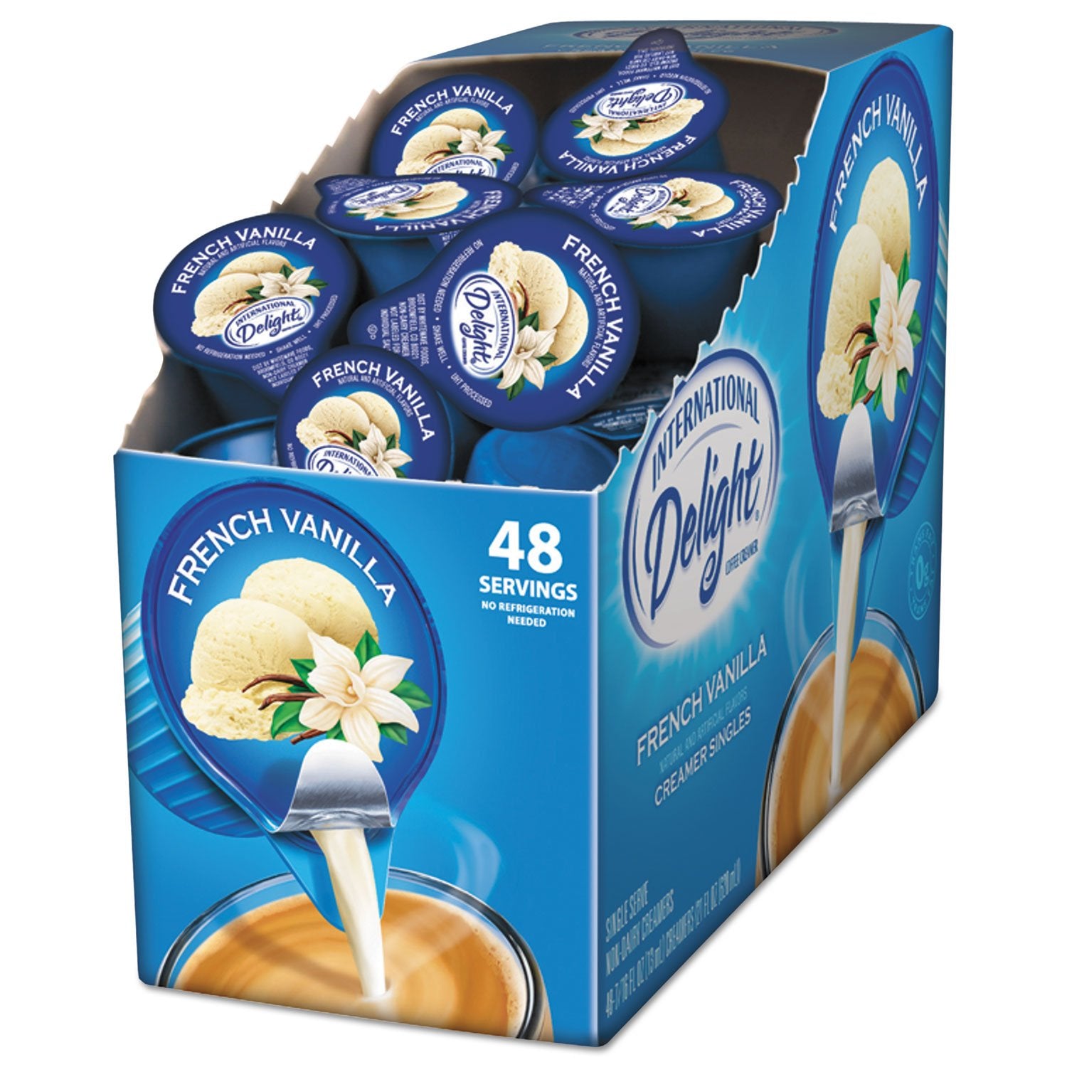 International Delight 02282 Flavored Liquid Non-Dairy Coffee Creamer French Vanilla 0.4375 Oz, 48/Bx