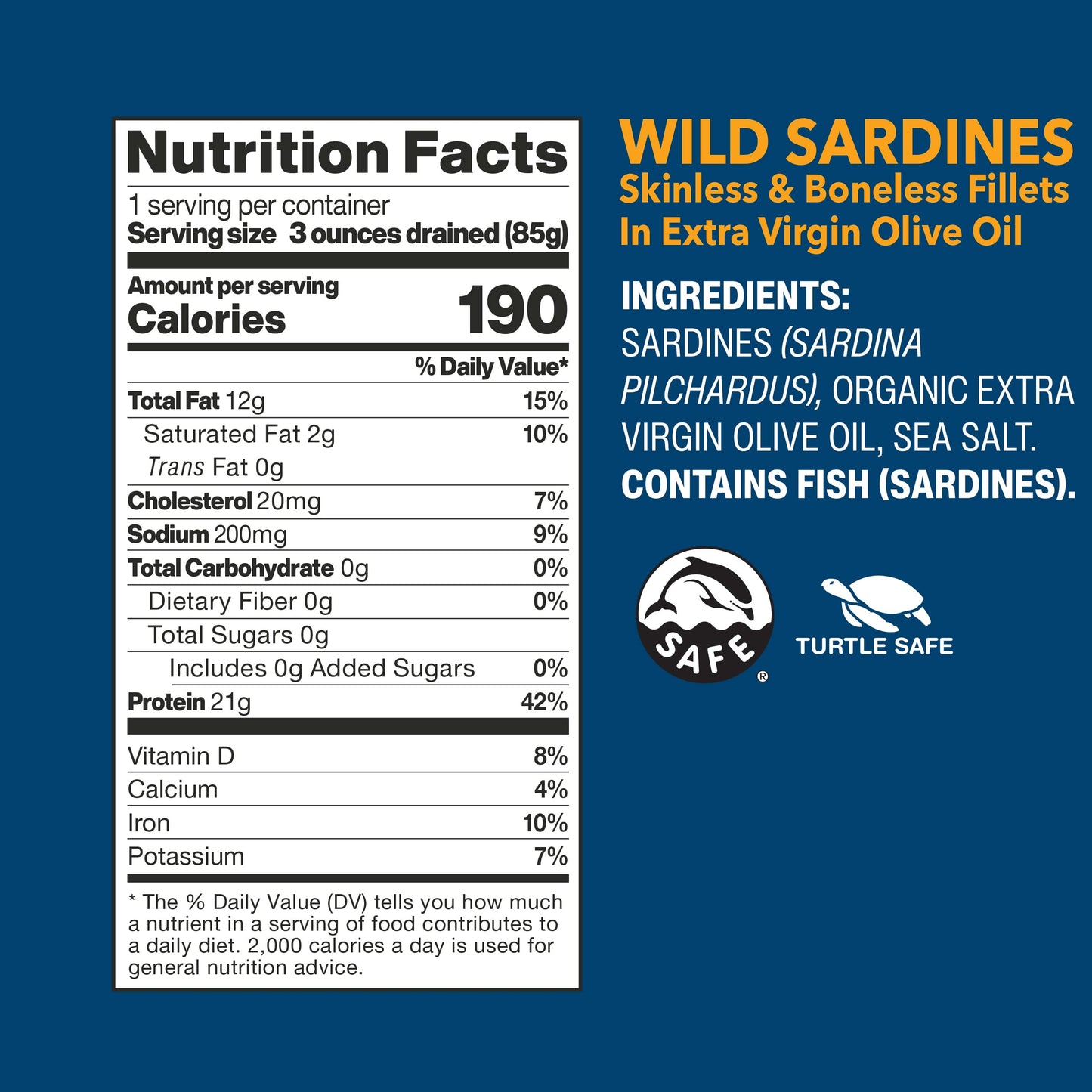 Wild Planet Wild Sardines in Extra Virgin Olive Oil with Sea Salt, Skinless & Boneless, Keto and Paleo, 4.25 Ounce (Pack of 12)