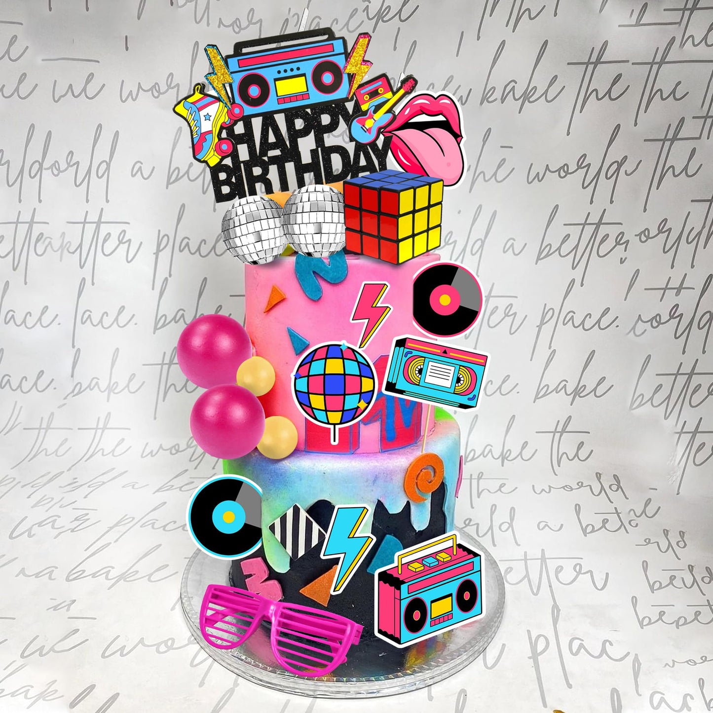 20 Pcs 80S 90S Cake Toppers Retro Hip Hop Cake Decorations For Born In The 80'S 90S Decade Throwback Party Decorations Supplies